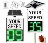 LED Digital Radar Speed Detector Sign, Solar Powered Speed Display with Remote Control for Road Traffic Safety, Speeding Warning Indicator, 22x28 inch
