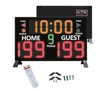 LED Digital Scoreboard, Electronic Basketball Scoreboard with Remote Control, Portable Score Keeper with Timer, Adjustable Brightness, Buzzer for Outdoor Games