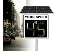 LED Digital Solar Radar Speed Limit Sign, Aluminum Radar Speed Display Detector Traffic Safety Road Warning Speed Limit Board, Applicable to Highways,Speed-Limited Roads,White