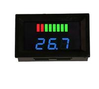 LED Digital Voltmeter for 12V-72V Battery - Voltage Display with Health Indicator Bar, 8-Level Power Gauge, Non-Waterproof, 48×29×22 mm, 5-15 mA(Blue)