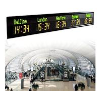 LED Digital Wall Clock,Digital Multiple Time Zones Clock,LED World Time Clock,3/4/5/6 Time Zone Wall Mounted City Time Zone World Clock,for Hotel,Airport,5city