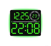 LED Digital Wall Clock for Living Room with Ambient Light Options Temperature Reading Week Number Display and Dual Mode Countdown Timer Functionality (green)