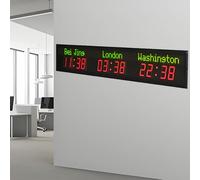 LED Digital Wall Clock, Multiple Time Zones World Time Clock, 3-4-5-6 Zone, Wall Mounted, City Time Zone Display, Large Clear Display, for Hotel Airport Office Home Travel Business