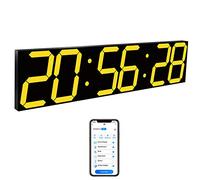 LED Digital Wall Clock - WiFi Control via Internet, Built-in Stopwatch, Countdown, Alarms, Temp, Power-off Memory, Ideal for Home Office Kitchen Gym (Color : Yellow)