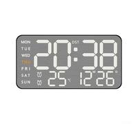LED Digital Wall Clock with Alarm Temperature and Date Display 12/24 Hour Format Brightness Adjustment for Home Office Bedroom (black)