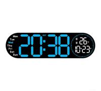 Led Digital Wall Clock With Dual Alarm Temperature Date Display Countdown Timer Auto Dimming Brightness Large Screen For Bedroom Living Room Office Home Decor 43cm Size(Blue)