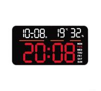 Led Digital Wall Clock With Large Display And Dual Alarms For Bedroom Office, Electronic With Temperature Humidity Monitor, Countdown Days Function And Stopwatch, (red)