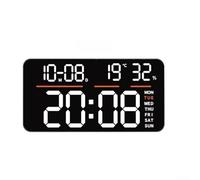LED Digital Wall Clock with Large Display and Dual Alarms, Multi-Functional Electronic Clock with Calendar, & Humidity, Stopwa(White)