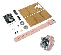 LED Digital Watch DIY Kit Electronic Clock Assembly with 0.28 Inch Red Display Soldering Practice Board Dual Time Format Auto Sleep Mode(Powder)