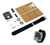 LED Digital Watch DIY Kit with 0.28 Inch Display and Microcontroller Clock Assembly for Hands On Soldering Practice and Electronics Learning Projects(Black)