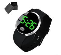 LED Digital Watch Large Screen Clock With Touch Control, Luminous Display For Clear Time-Reading, Daily Driving, Business Outdoor Sports, Black/Silver Case And White, Red/Green Lighting(Black green)
