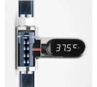 LED Digital Water Temperature Meter, Self-Generating Electricity Shower Thermometer 360° Rotating Display Faucet Temperature Meter