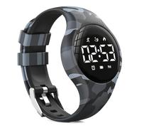 LED Digital Waterproof Pedometer Watch, Non-bluetooth Fitness Tracker, Step Counter, Distance, Vibrating alarm clock, Stopwatch, Great Gift for for Kids Childrens Teens Girls Boys (Camouflage gray)