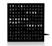 LED Digital Word Clock, Light-Up Desk & Wall Clock, Adjustable Brightness, Forward & Rewind Time Function, Modern Design for Home and Office Decor