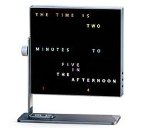 LED Digital Word Clock with 9 Display Modes, 7 Colors, 5-Gear Brightness Adjustable, 15° & 30° Angle, Built-in Microphone for Home Office or Accent Wall