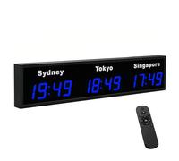 LED Digital World Clock, Large Display for Multiple Time Zones, Customizable Clock, Wall-Mounted Design Perfect for Hotels, Offices, and Home Use