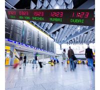 LED Digital World Clock, Large Full Color Display, Multiple Time Zones, Adjustable Brightness, 5 Cities Time Display, Ideal for Hotels and Airports