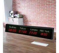 LED Digital World Clock with 3/4/5 Time Zones, Large Display Wall Clock for Home Office School, Multiple City