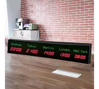 LED Digital World Clock with 3/4/5 Time Zones, Large Display Wall Clock for Home Office School, Multiple City