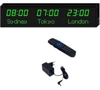 LED Digital World Clock with 3/4/5 Time Zones, Large Display Wall Clock for Home Office School, Multiple City