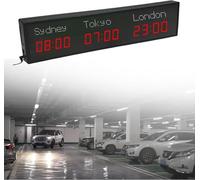 LED Digital World Clock with 3/4/5 Time Zones, Large Display Wall Clock for Home Office School, Multiple City