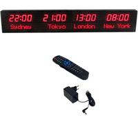 LED Digital World Clock with 3/4/5 Time Zones, Large Display Wall Clock for Home Office School, Multiple City