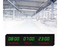 LED Digital World Clock with 3/4/5 Time Zones, Large Display Wall Clock for Home Office School, Multiple City