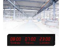LED Digital World Clock with 3/4/5 Time Zones, Large Display Wall Clock for Home Office School, Multiple City