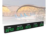 LED Digital World Time Clock, Multiple Cities Display, Ideal for Hotels and Airports