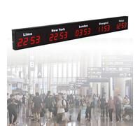 LED Digital World Time Zone Wall Clock with Multiple City Display for Hotels, Airports, and Multinational Enterprises