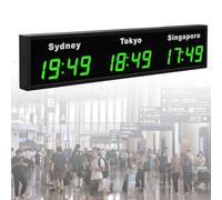 LED Digital World Time Zone Wall Clock with Multiple City Display for Hotels, Airports, and Multinational Enterprises