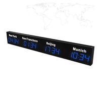 LED Digital World Time Zones Clock, Multiple Time Zone Wall Clock with Editable City Times, Indoor Electronic Clock for Multinational Enterprises Hotels
