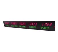 LED Digital World Time Zones Clock with Brightness Adjustment, Displays Multiple Cities Time Simultaneously, Ideal for Multinational Enterprises, Hotels, and Offices