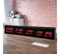 LED Digital World Wall Clock with Multi Time Zone, Auto-Dimming, 5 Cities Display, for Office, Home, School, Living Room