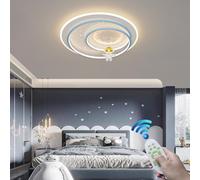 LED dimmable ceiling lamp modern 57W cartoon boy room lamp astronaut shape design lamp round with remote control ceiling Light suitable for bedroom children's room kitchen restaurant(Blue) LWX