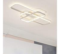 LED Dimmable Ceiling Light Modern LED Ceiling Lamp 3000K-6500K Flush Mount Chandelier Living Room Lights Square Design Chandelier for Bedroom Kitchen Hallway Office Ceiling Lighting (White/L90CM)