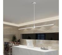 Led Dimmable Pendant Lamp Dining Table, with Remote Control, Linear Design, Height Adjustable Chandelier for Kitchen Island, Room, Office