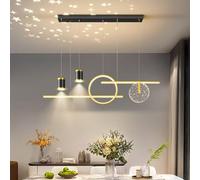 LED Dimmable Pendant Lamp, Linear Design Dining Table Lamp, Height Adjustable Chandelier for Dining Room, Kitchen, Office (White, 120cm)