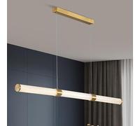 LED Dimmable Pendant Light, Light Luxury Kitchen Island Lights,Linear Chandeliers Height Adjustable Hanging Fixture Gold Ceiling Lighting For Living Room Dining Room Study Table Bar,L120CM