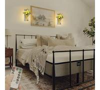 LED Dimmable Wall Light Indoor with Remote Control Artificial Flower Wall Sconce Creatively Decorative Wall Lighting Vintage Rustic for Farmhouse Bedroom Home