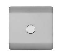 Trendiswitch Trendi Switch 1 Gang 1 Or 2 Way 150W Rotary Led Dimmer Light Switch In Brushed Steel