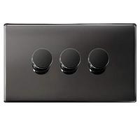 LED Dimmer Switch Black Nickel 3 Gang 2 Way 300w Screwless Polished Plate Finish N357GME
