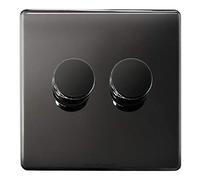 LED Dimmer Switch Black Nickel 800w 2 Gang 400w x 2 Single Pole Screwless N354GME