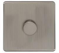 LED Dimmer Switch Brushed Chrome Screwless Finish 1 Gang 2 Way 5w to100w N352DME