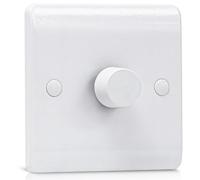 LED Dimmer Switch Trailing Edge 1 Gang 1 Way/2 Way | Rotary Push On/Off Light Dimmer for Dimmable LED Halogen Incandescent Bulbs, 3-100W LED, White