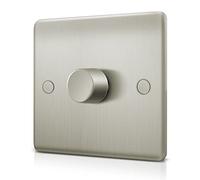 LED Dimmer Switch, Trailing Edge Dimmer Light Switch for LED/Halogen Lights, 1 Gang 2 Way 3-150 Watts, Brushed Steel