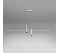 Led Dining Chandelier Linear Light Fixtures Spot Light Ceiling Nordic Black White Bar Long Tube Lighting for Kitchen Island Restaurant Living Room, Warm Cool/80Cm/Tricolor Dimming