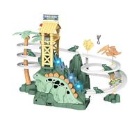 LED Dinosaur Track Toy Set Interactive Dinosaur Chasing Race Track Game With Climb Lights,Music Flashing Coaster, Roller