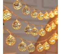 LED Disco Ball Fairy Lights, 300 cm, 20 LED Mini Disco Balls Ornaments, Disco Ball String Lights, LED Disco Ball String Lights, Disco Mirror Ball, Hanging Mirror Disco Party Light