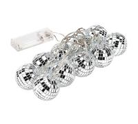 LED Disco Ball Mirror String Lights,10 Bright Reflective Silver Mirror Ball with White Lights, Battery Operated Reflective Silver Mirror Ball with White Lights for Xmas Tree Holiday(silver 4cm)